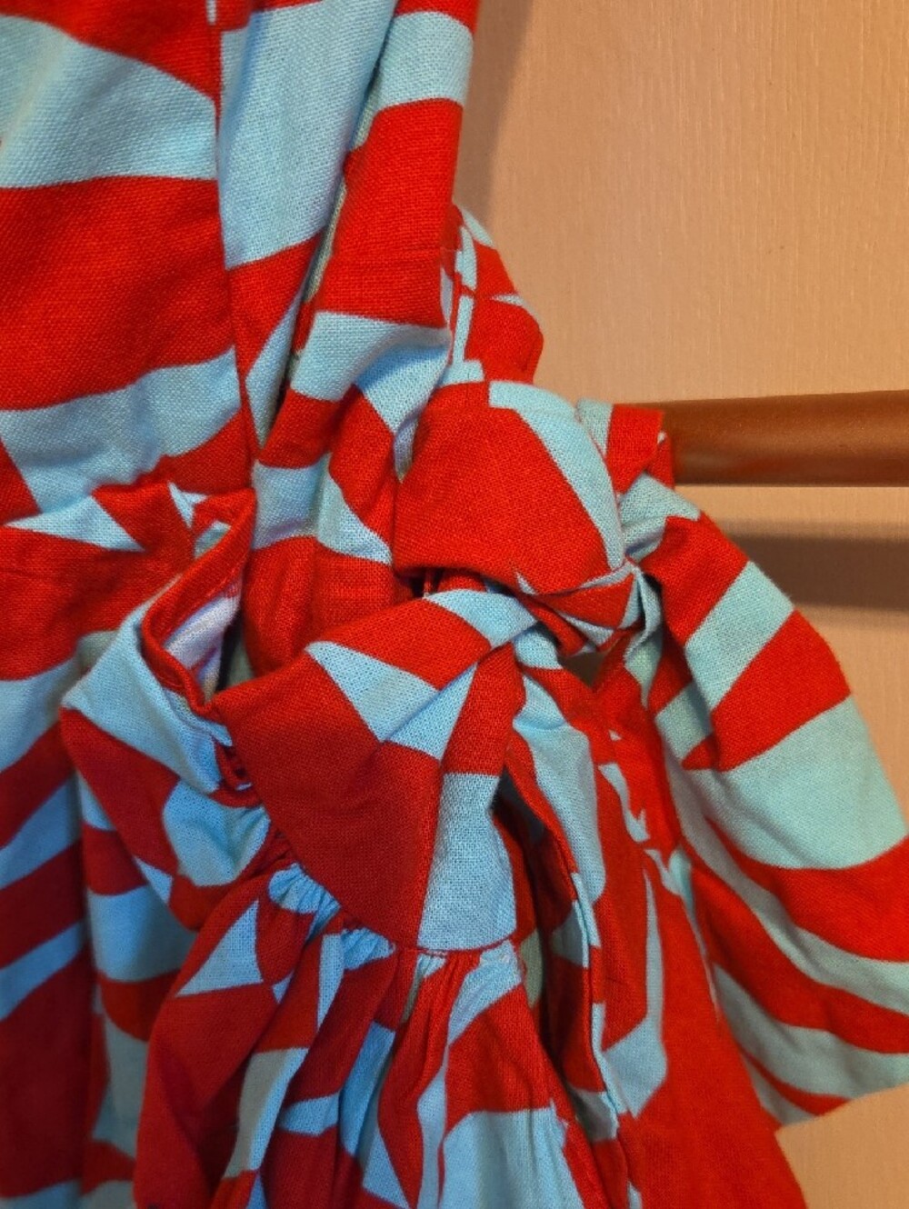 Bernie Dexter Red and Light Blue Tropical Geometric Sarong Sun Dress - Picture 3 of 4